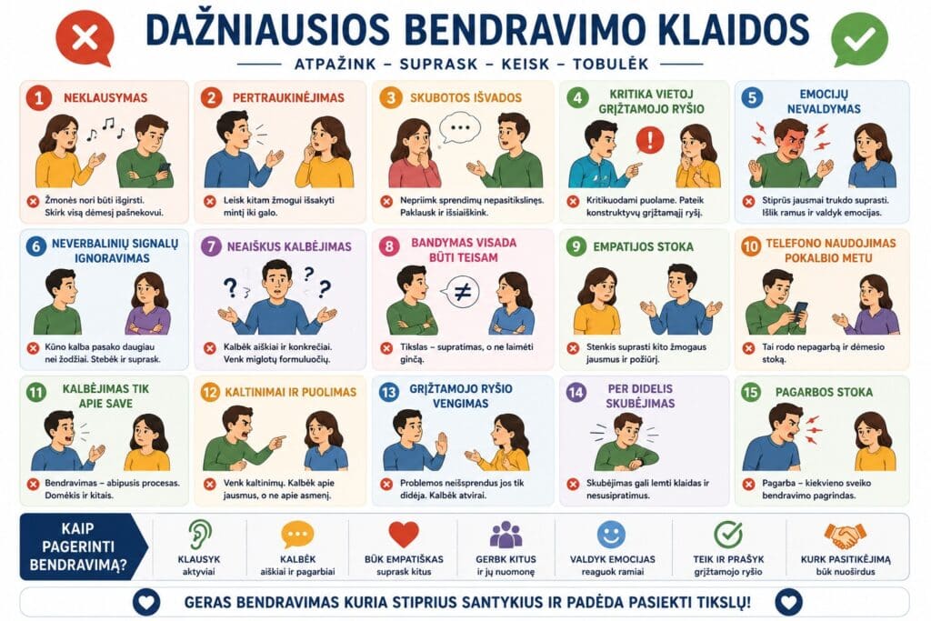 Dažniausios bendravimo klaidos ir patarimai